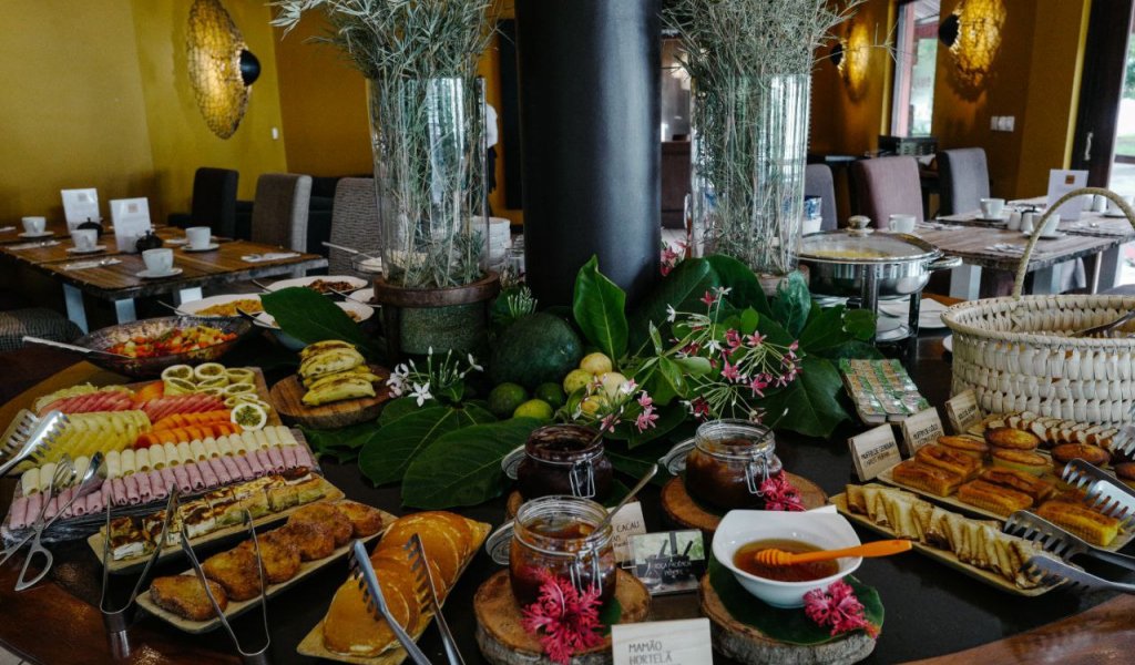 Delicious breakfast buffet at Omali Restaurant on São Tomé Island