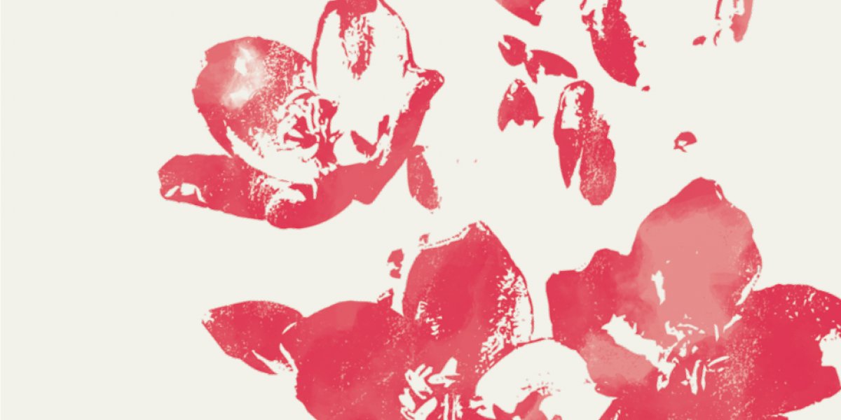 Artistic illustration of tropical flowers in dark red from the Príncipe Collection Hotels.